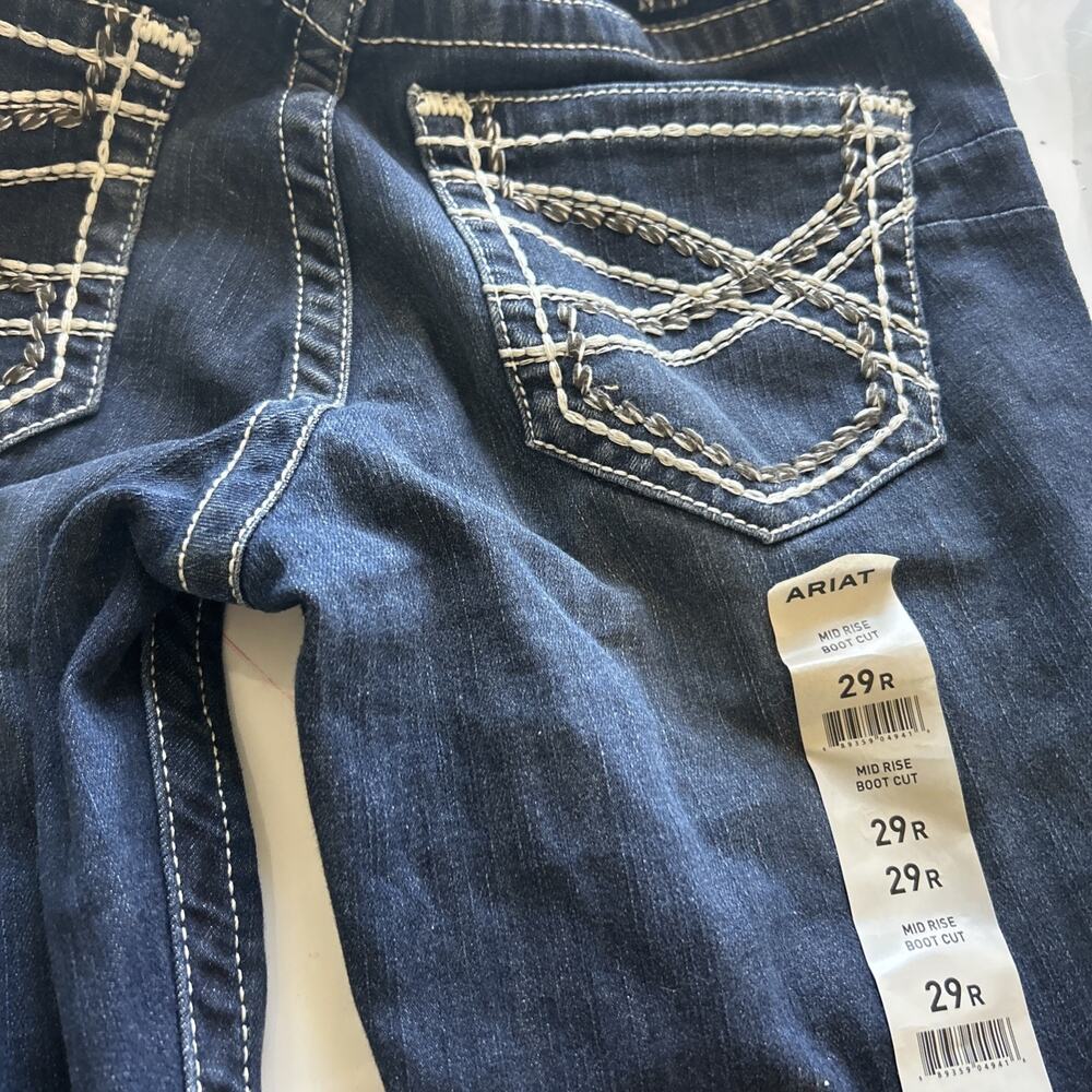 Ariat R.E.A.L. Mid Rise Stretch Entwined Boot Cut Denim Jean Marine NWOT 29R - Picture 9 of 16
